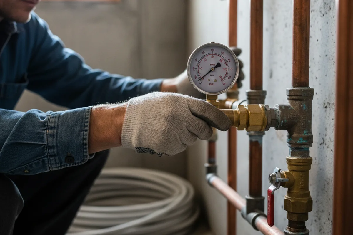 Pressure testing a repaired line during Water Line Repair in Endicott